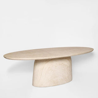 Corsica Oval Dining Table Ivory Travertine Look - Preorder
