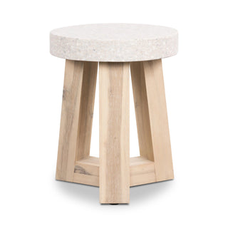 eTerrazzo 35cm Round Stool - Ivory Coast with Ivory Wash Legs