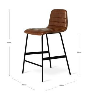 Lecture Leather Bar Stool - Saddle Brown