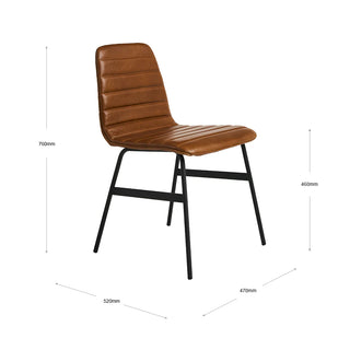 Lecture Leather Dining Chair - Saddle Brown