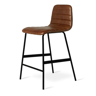 Lecture Leather Bar Stool - Saddle Brown