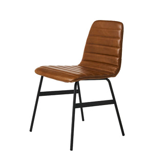 Lecture Leather Dining Chair - Saddle Brown