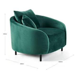 Freya Sofa Chair - Emerald Green Velvet