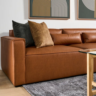 Mix Leatherette Sofa (Armless) - Cognac