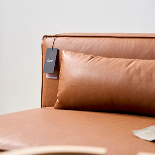 Mix Leatherette Right Arm Sofa - Cognac