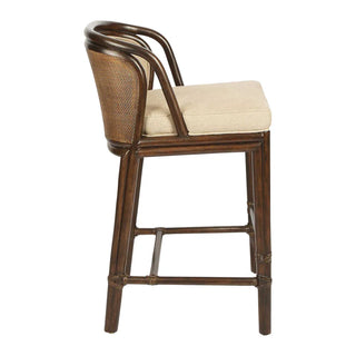 La Rou Rattan & Fabric Counter Stool, Brown / Beige