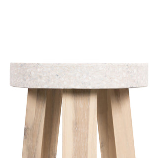 eTerrazzo 35cm Round Stool - Ivory Coast with Ivory Wash Legs