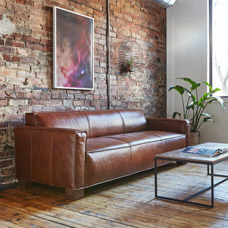 Cabot Leather Sofa - Saddle Brown