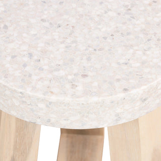 eTerrazzo 35cm Round Stool - Ivory Coast with Ivory Wash Legs