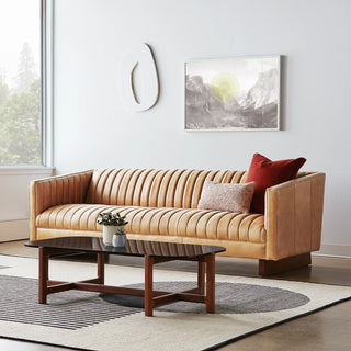 Wallace Leather Sofa - Canyo Whiskey