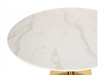 Sequoia L Dining Table Marble Effect White Agaria