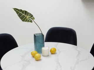 Sequoia L Dining Table Marble Effect White Agaria