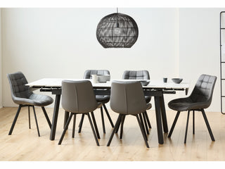 Crestwood Large Extension Dining Table Snow White Ceramic