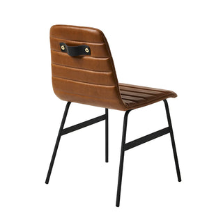 Lecture Leather Dining Chair - Saddle Brown