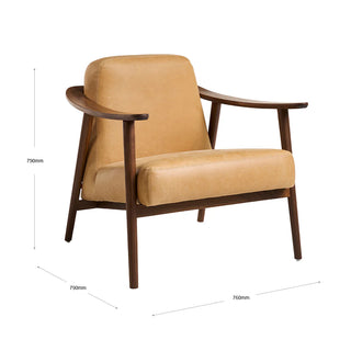 Baltic Leather Armchair - Canyon Whiskey/ Walnut - PREORDER