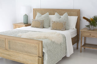 Bella Cane Bed - Queen Size - Weathered Oak