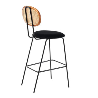 Betty Rattan Velvet Bar Stool