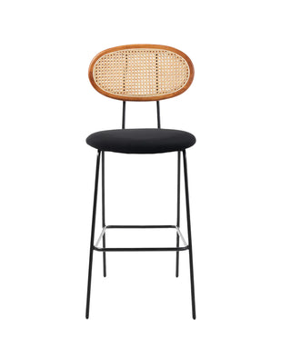 Betty Rattan Velvet Bar Stool