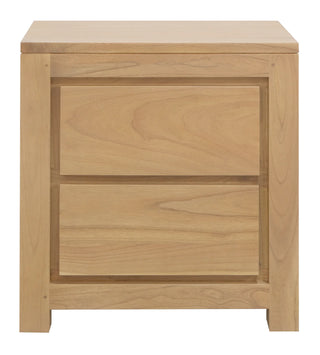 Amsterdam Solid Mindi Timber 2 Drawer Bedside Table (Natural)