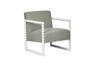 Bobbin Oak Armchair - White / Seafoam