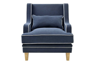 Bondi Hamptons Armchair Navy W/White Piping