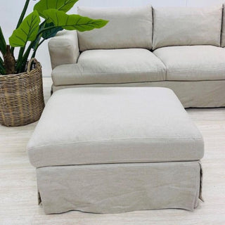 Newport Ottoman - Beige Linen