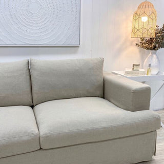 Newport Linen Pull-out Slipcover Sofa Bed, 2 Seater, Beige