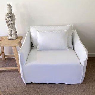 Cape Cotton Slipcover Armchair, White