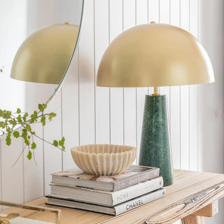 Dome Table Lamp - Gold/Green Marble