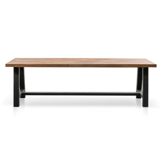 Acacia Timber & Steel Outdoor Trestle Dining Table, 250cm, Natural / Black