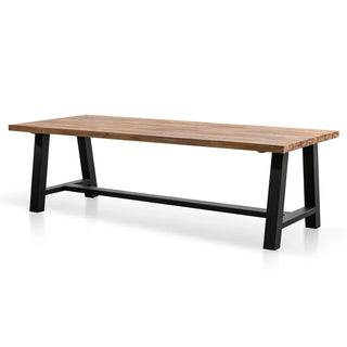 Acacia Timber & Steel Outdoor Trestle Dining Table, 250cm, Natural / Black