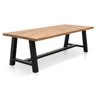 Acacia Timber & Steel Outdoor Trestle Dining Table, 250cm, Natural / Black