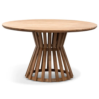 Round Outdoor Dining Table - Natural Light - 135cm