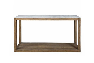 Denver Aveyron Marble Topped Oak Timber Console Table, 150cm, Natural