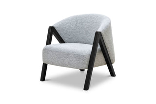 Fabric Armchair - Light Grey Fleck - Black Oak