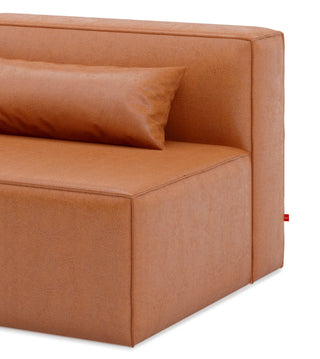 Mix Leatherette Left Arm Sofa - Cognac