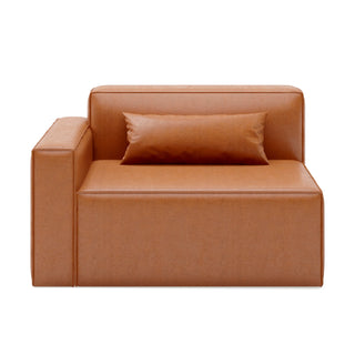 Mix Leatherette Left Arm Sofa - Cognac