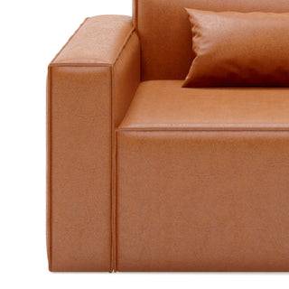 Mix Leatherette Left Arm Sofa - Cognac