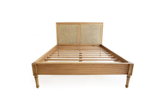 Bella Cane Bed - Queen Size - Low End - Weathered Oak