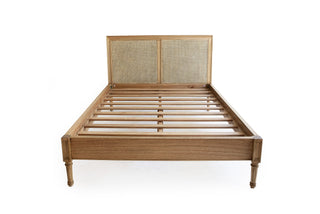 Bella Cane Bed - Queen Size - Low End - Weathered Oak