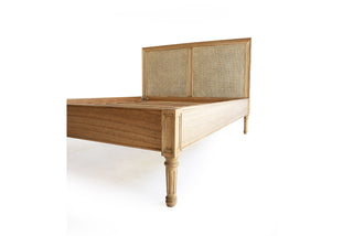 Bella Cane Bed - Queen Size - Low End - Weathered Oak