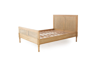 Bella Cane Bed - Queen Size - Weathered Oak