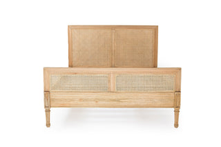 Bella Cane Bed - Queen Size - Weathered Oak