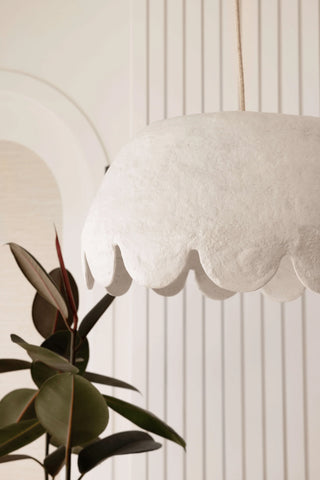 Scalloped Pendant Light - White - Large