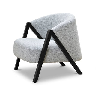 Fabric Armchair - Light Grey Fleck - Black Oak