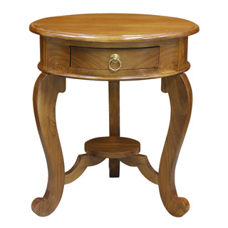Round Cabriol Leg 1 Drawer Lamp Table