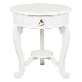 Round Cabriol Leg 1 Drawer Lamp Table