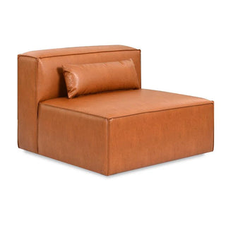 Mix Leatherette Sofa (Armless) - Cognac