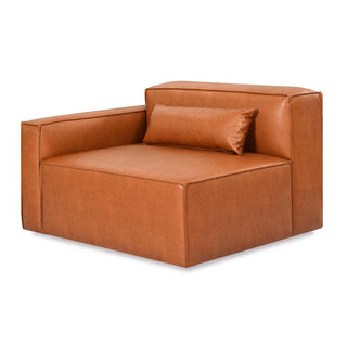 Mix Leatherette Left Arm Sofa - Cognac