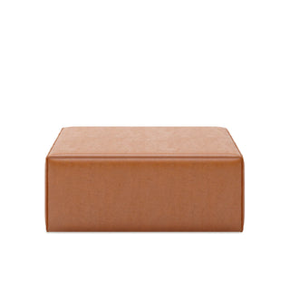 Mix Leatherette Ottoman - Cognac